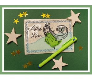 Stickdatei - Set Postkarte ITH Schutzengel & Alles Liebe 